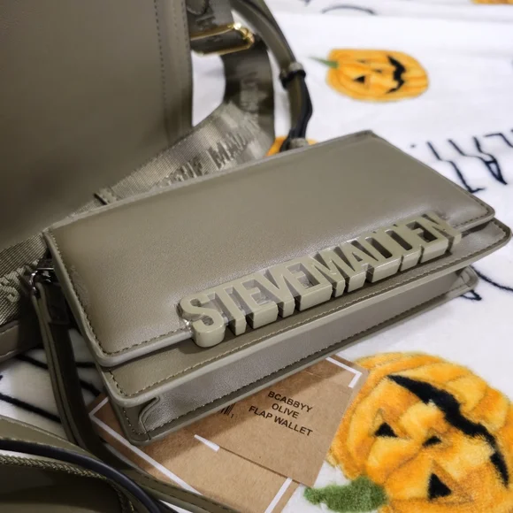 [SOLD] RARE SET* TIKTOK VIRAL STEVE MADDEN BEVELYN OLIVE PURSE & MATCHING WALLET - Picture 5 of 9